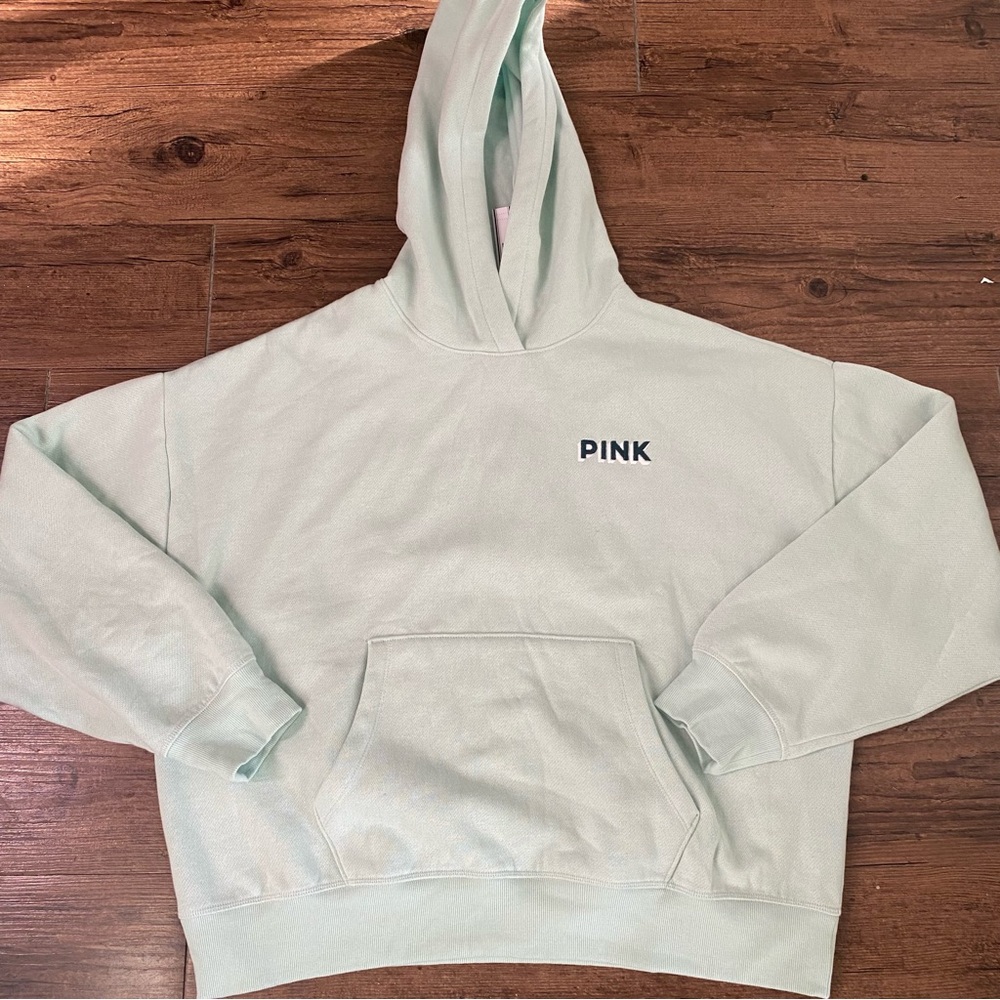 PINK Victoria's Secret Mint Green Pullover Hoodie - Picture 5 of 7